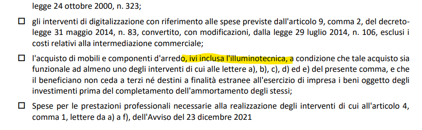 Allegato spese ammissibili